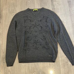 Versace Jeans Collection Charcoal V-Neck Sweater